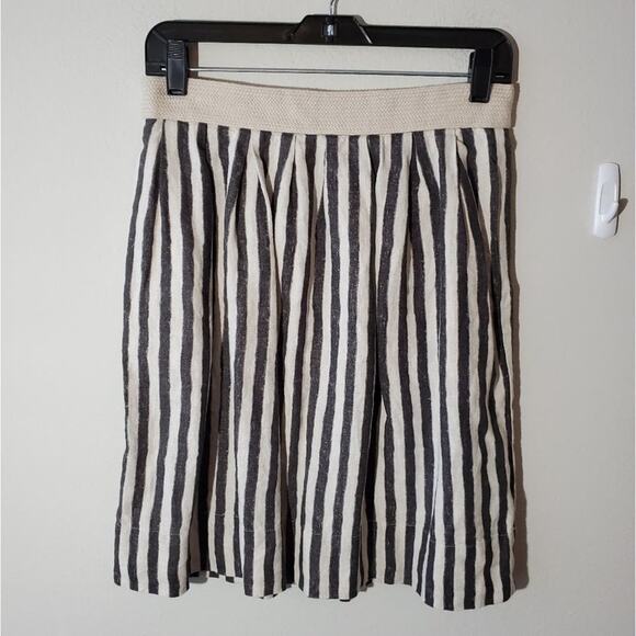 LOFT striped black and white linen skirt size 2 - Picture 2 of 7